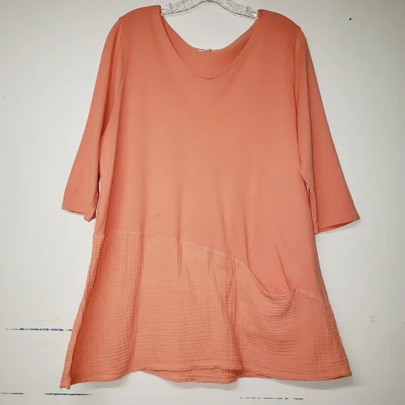 Pure J Jill Tunic With Pocket Size Large Coral - Picture 2 of 6